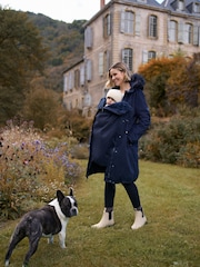 Seraphine Navy Blue Long Down Lined 3-In-1 Maternity & Babywearing Parka - Image 6 of 8