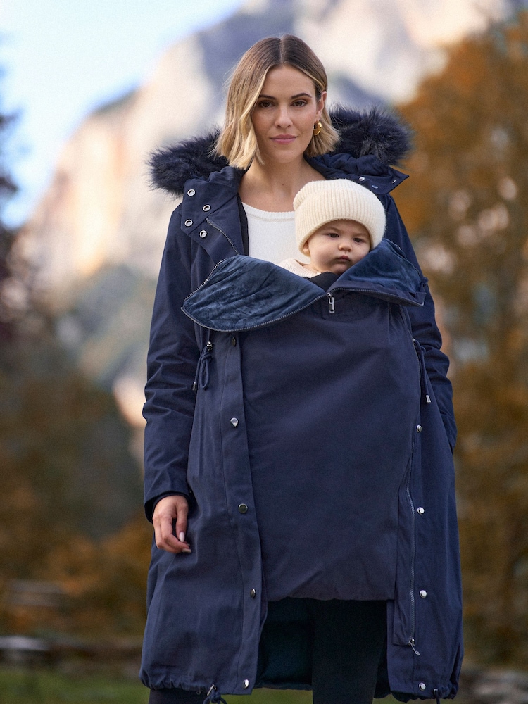 Buy Seraphine Navy Blue Long Down Lined 3-In-1 Maternity