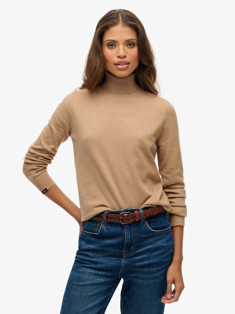 Superdry Nude Classic Turtle Neck Jumper - Image 1 of 5 Superdry Nude Classic Turtle Neck Jumper - Image 1 of 5