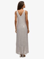 Superdry Silver Maxi Sequin V-Neck Dress - Image 3 of 8