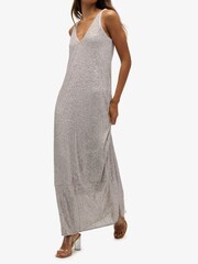 Superdry Silver Maxi Sequin V-Neck Dress - Image 4 of 8