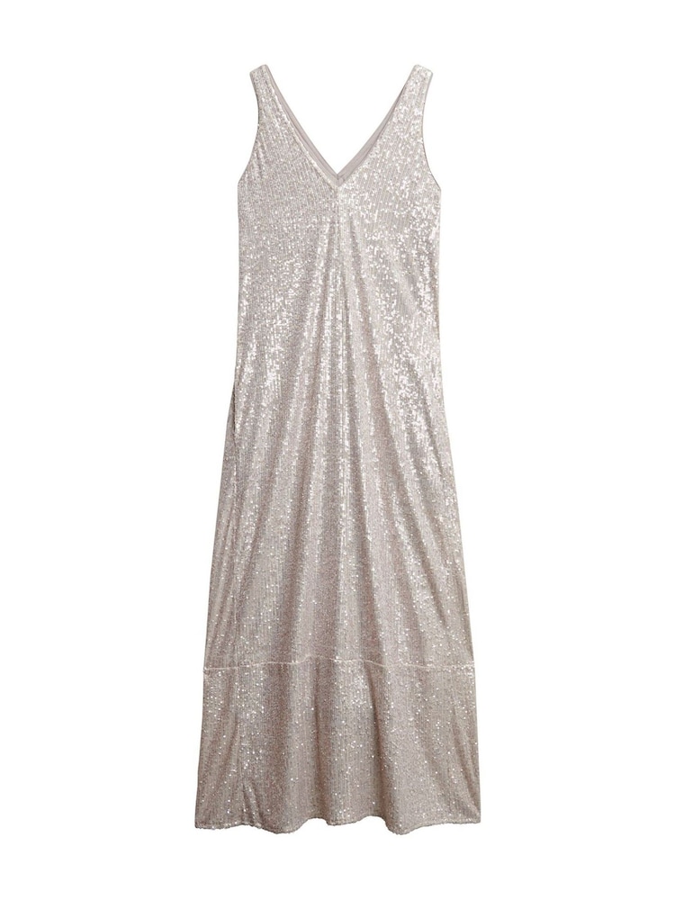 superdry silver dress Superdry fringe cami mini dress in Silver Fringe Sequin