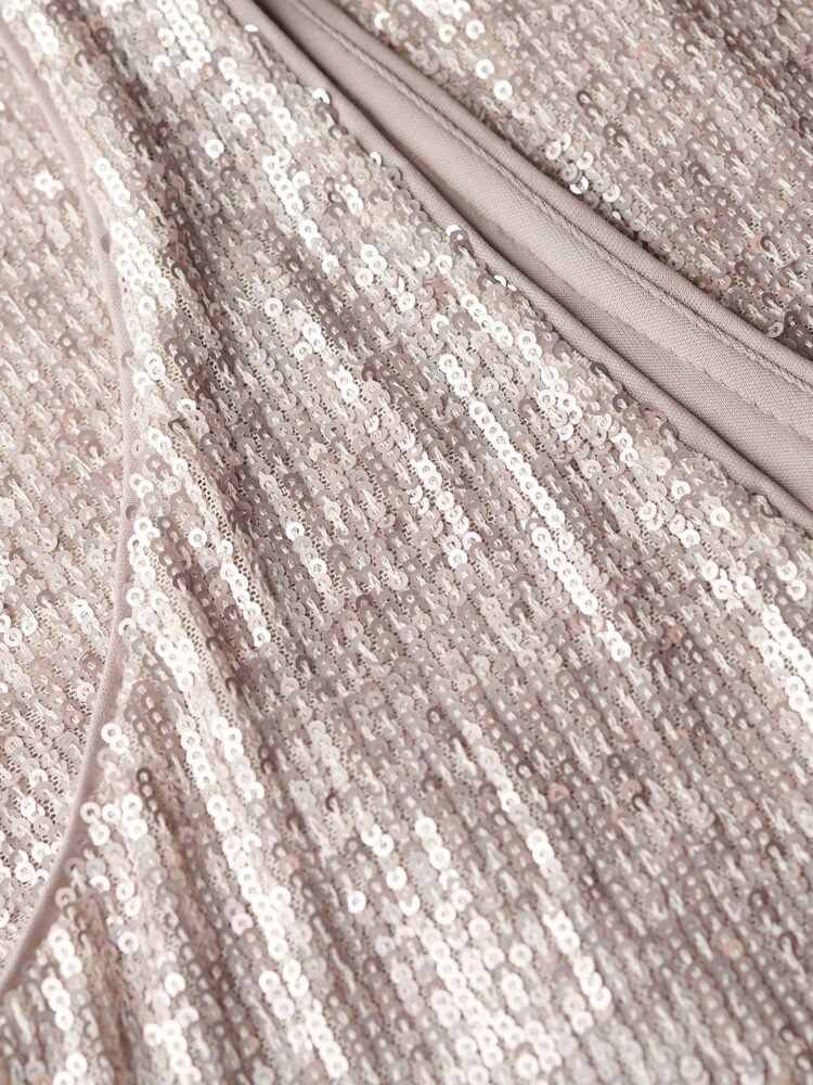 Superdry Silver Maxi Sequin V-Neck Dress - Image 8 of 8