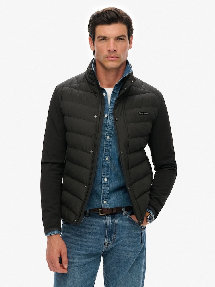 Superdry Black Storm Popper Softshell Jacket - Image 2 of 7 Superdry Black Storm Popper Softshell Jacket - Image 2 of 7