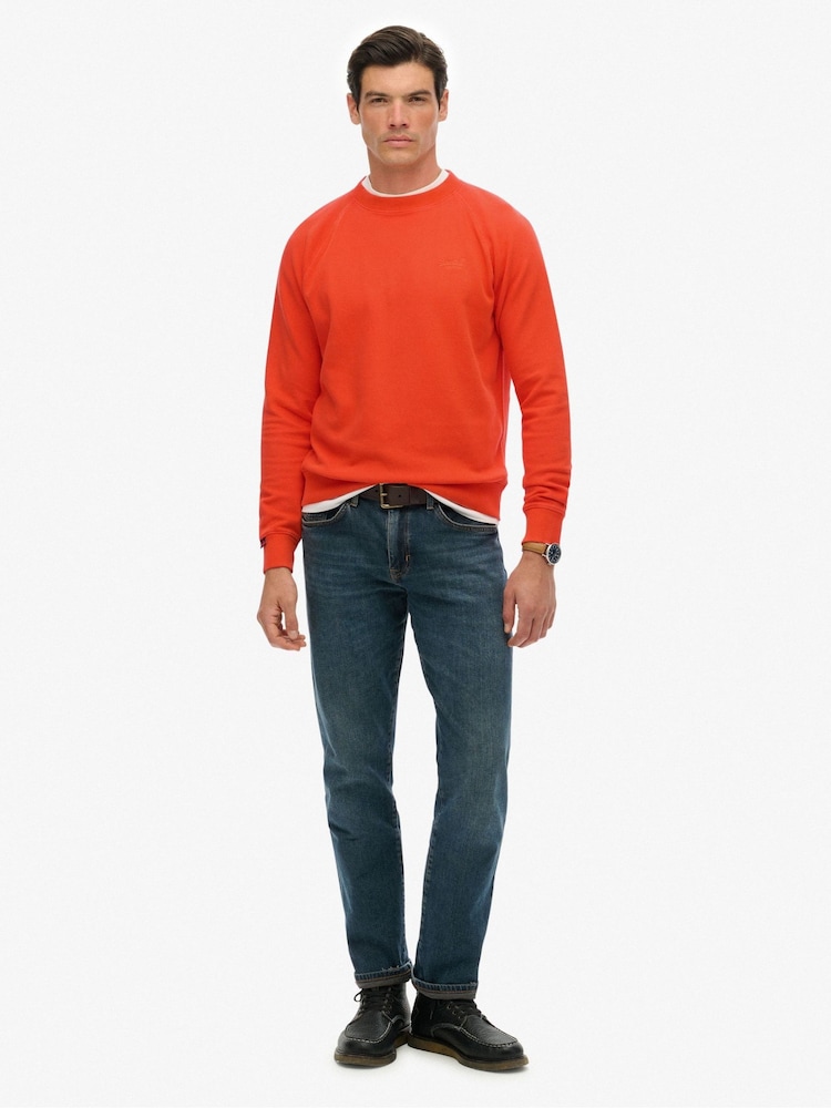 Superdry Orange Essential Logo Raglan Crew Sweattop - Image 1 of 7 Superdry Orange Essential Logo Raglan Crew Sweattop - Image 1 of 7