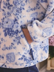 Cath Kidston Blue Hackney Rose Floral Borg Zip Up Fleece Jacket - Image 5 of 5