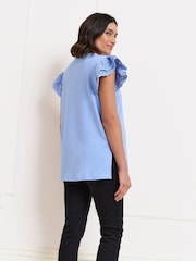 Seraphine Light Blue Maternity Cotton Jersey Top with Broderie Trim - Image 6 of 6