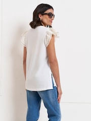 Seraphine White Maternity Cotton Jersey Top with Broderie Trim - Image 7 of 8
