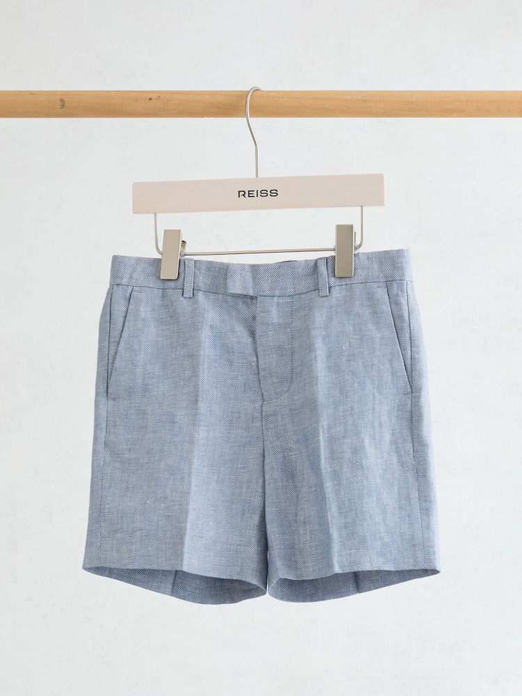 Reiss Soft Blue Atlantic S 13-14 yrs Linen Tailored Shorts - Image 2 of 3 Reiss Soft Blue Atlantic S 13-14 yrs Linen Tailored Shorts - Image 2 of 3
