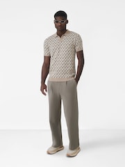 MAUVAIS Natural Matisse Knitted Geo Polo Shirt - Image 3 of 6