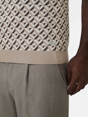 MAUVAIS Natural Matisse Knitted Geo Polo Shirt - Image 6 of 6