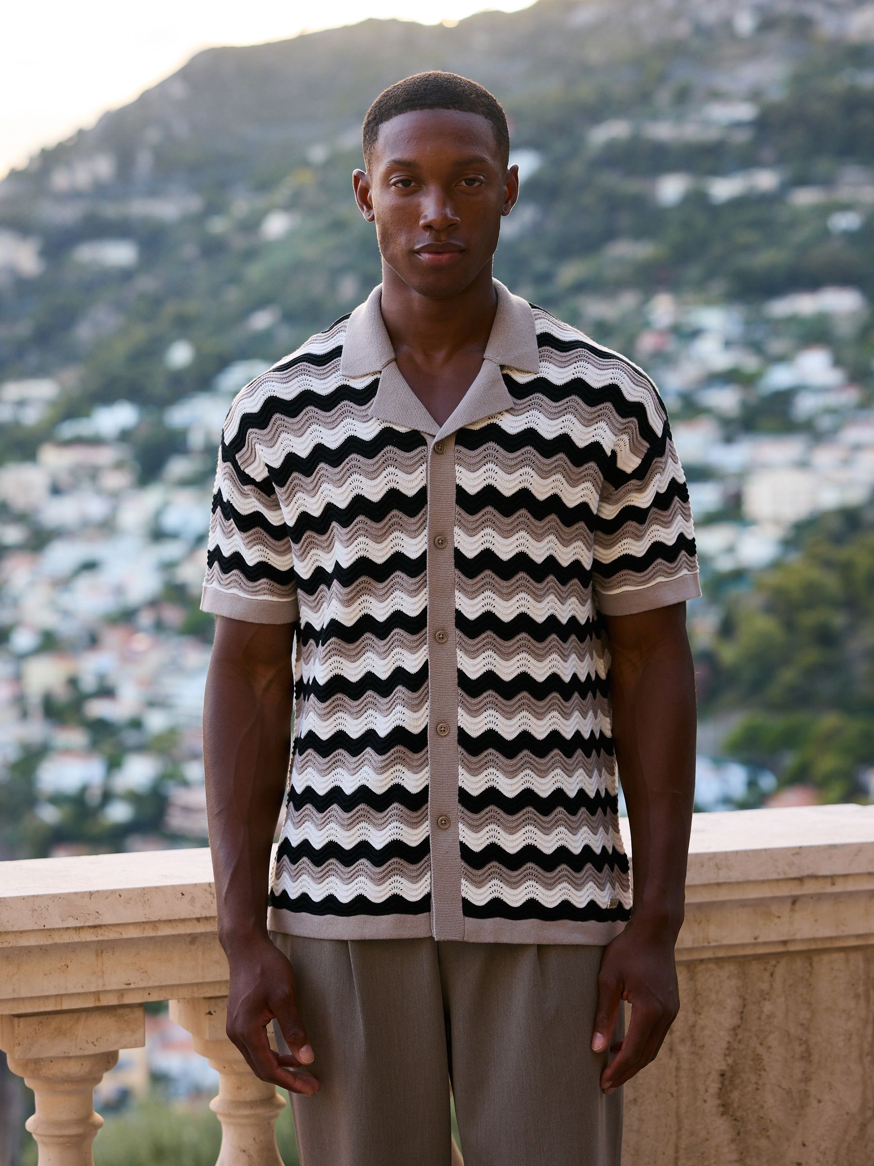 Buy MAUVAIS Brown Aruba Textured Relaxed Fit Knitted Shirt from