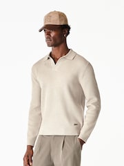 MAUVAIS Natural Dolce Relaxed Fit Long Sleeve Revere Jumper - Image 5 of 5