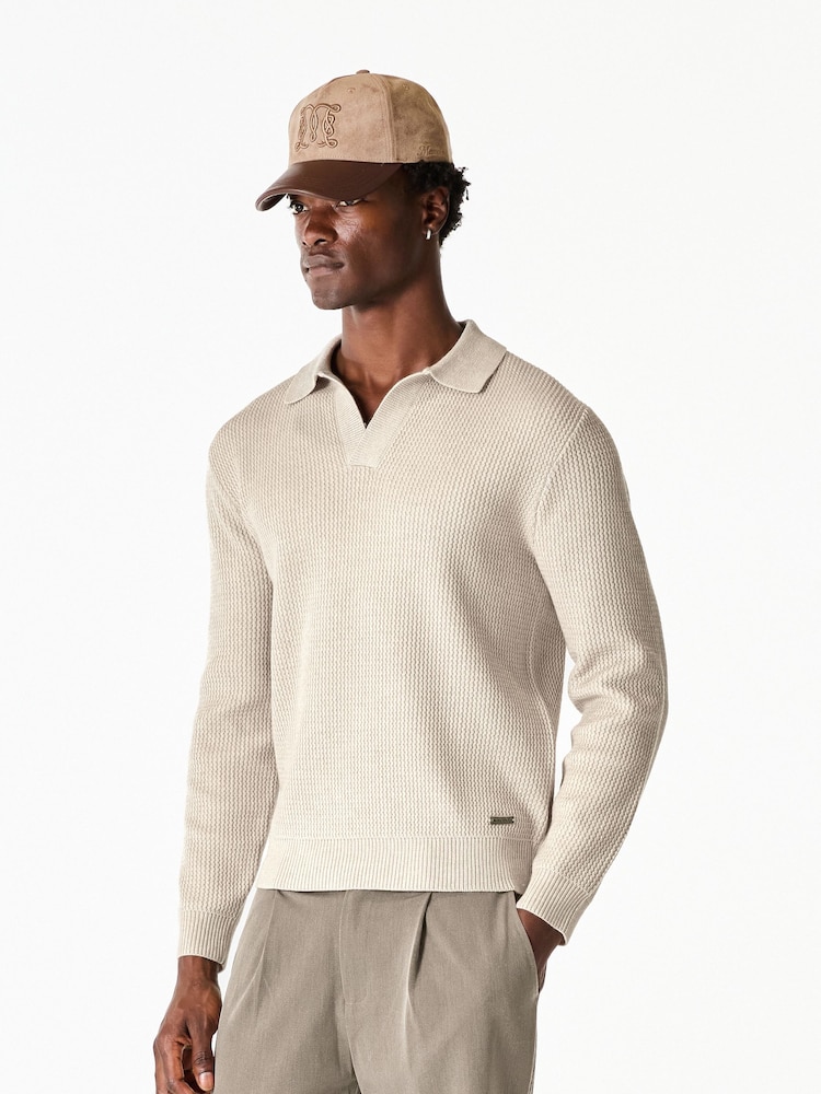 MAUVAIS Natural Dolce Relaxed Fit Long Sleeve Revere Jumper - Image 5 of 5 MAUVAIS Natural Dolce Relaxed Fit Long Sleeve Revere Jumper - Image 5 of 5