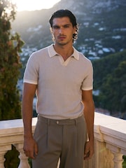 MAUVAIS Natural Giordini Tipped Birdseye Knit Polo Shirt - Image 2 of 6