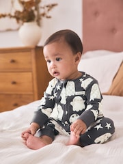 Grey Halloween Ghost Two Way Zip Baby Sleepsuit (0mths-3yrs) - Image 1 of 9