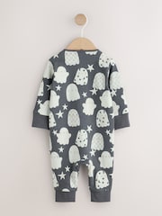 Grey Halloween Ghost Two Way Zip Baby Sleepsuit (0mths-3yrs) - Image 5 of 9