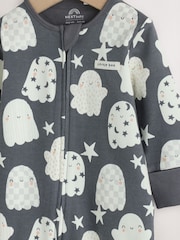 Grey Halloween Ghost Two Way Zip Baby Sleepsuit (0mths-3yrs) - Image 6 of 9