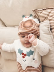 Neutral Christmas Pudding Sleepsuit & Hat Set (0mths-2yrs) - Image 2 of 10