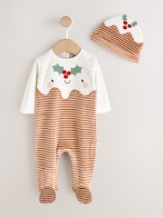 Neutral Christmas Pudding Sleepsuit & Hat Set (0mths-2yrs) - Image 5 of 10