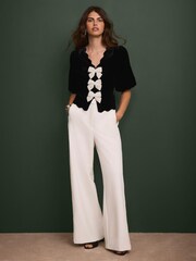 Mint Velvet Black Velvet Scallop Trim Top - Image 3 of 7