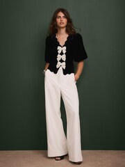 Mint Velvet Black Velvet Scallop Trim Top - Image 5 of 7