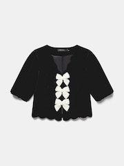 Mint Velvet Black Velvet Scallop Trim Top - Image 6 of 7