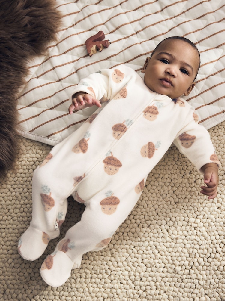 Sage Green Microfleece Two Way Zip Baby Sleepsuits 2 Pack - Image 1 of 14 Sage Green Microfleece Two Way Zip Baby Sleepsuits 2 Pack - Image 1 of 14