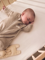 Neutral Bear Fleece Two Way Zip Baby Sleepsuit - Image 2 of 9