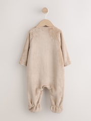 Neutral Bear Fleece Two Way Zip Baby Sleepsuit - Image 4 of 9