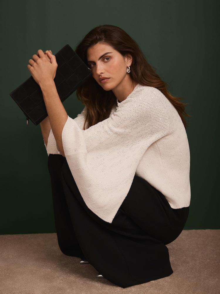 Mint Velvet Cream Sequin Embellished Cardigan - Image 2 of 7