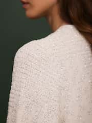 Mint Velvet Cream Sequin Embellished Cardigan - Image 5 of 7