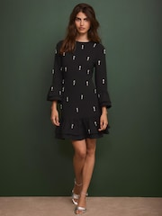 Mint Velvet Black Embellished Mini Dress - Image 3 of 7