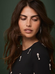 Mint Velvet Black Embellished Mini Dress - Image 5 of 7