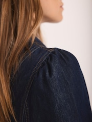 Mint Velvet Blue Denim Pussy Bow Mini Dress - Image 5 of 7