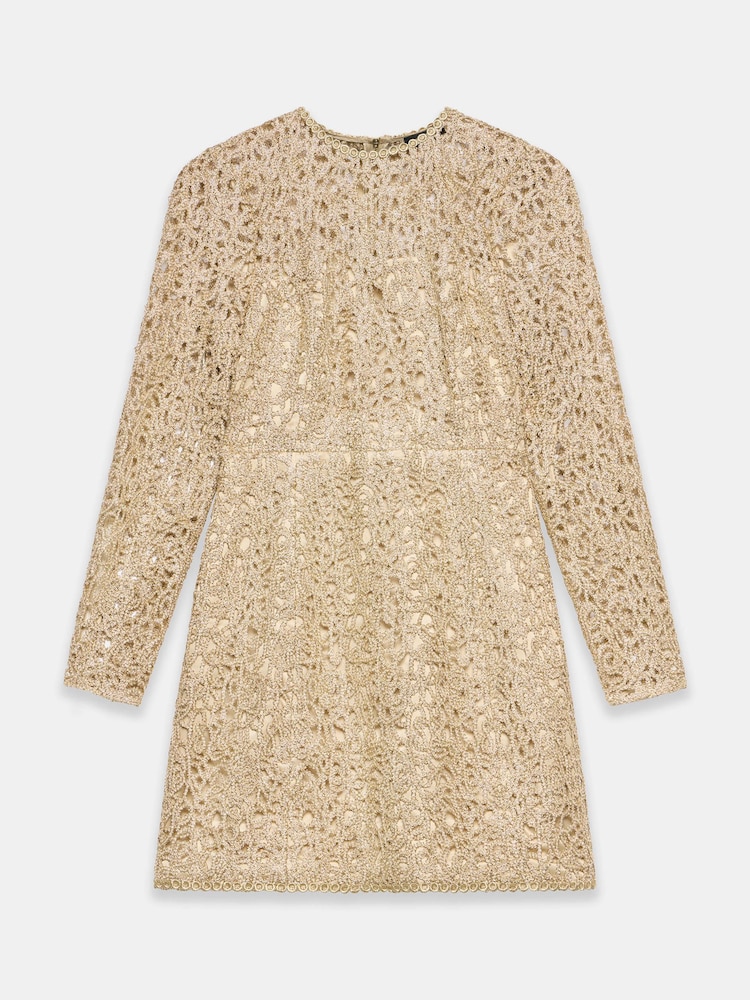 Buy Mint Velvet Gold Metallic Lace Mini Dress from Next Luxembourg