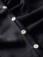 Mint Velvet Black Cotton Blend Button Trim Top - Image 8 of 8