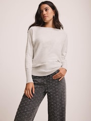 Mint Velvet Grey Plait Detail Cashmere Blend Jumper - Image 1 of 7