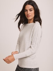 Mint Velvet Grey Plait Detail Cashmere Blend Jumper - Image 3 of 7