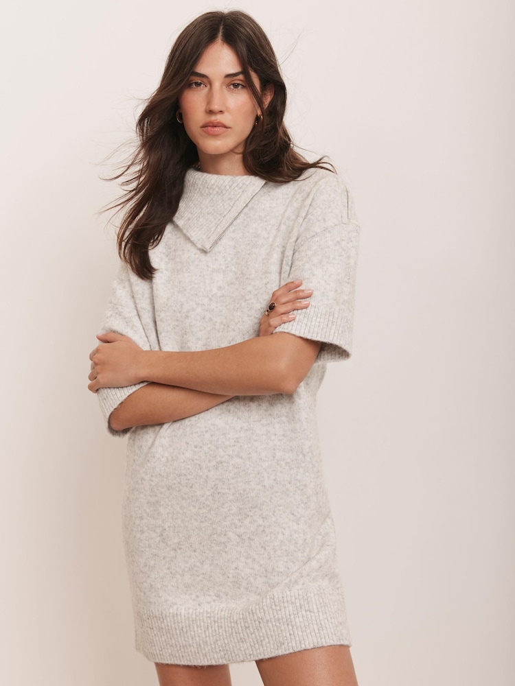 Buy Mint Velvet Grey Zip Neck Knit Mini Dress from Next USA
