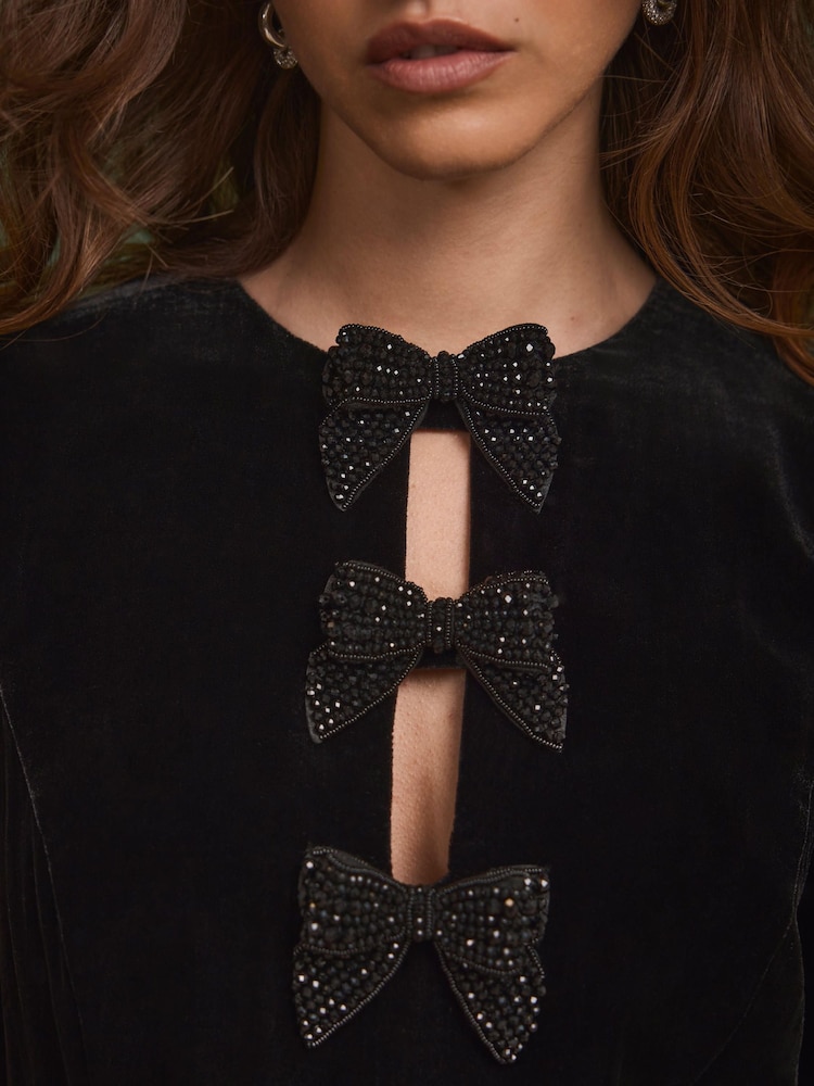 Buy Mint Velvet Black Velvet Bow Midi Dress from Next USA Buy Mint Velvet Black Velvet Bow Midi Dress from Next USA