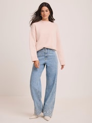 Mint Velvet Blue Embellished Wide Jeans - Image 6 of 8