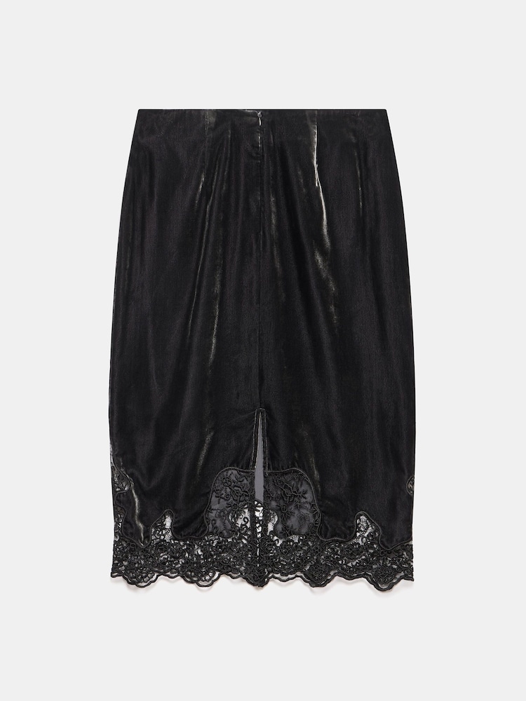 Mint Velvet Grey Velvet Lace Slip Skirt - Image 7 of 7 Mint Velvet Grey Velvet Lace Slip Skirt - Image 7 of 7