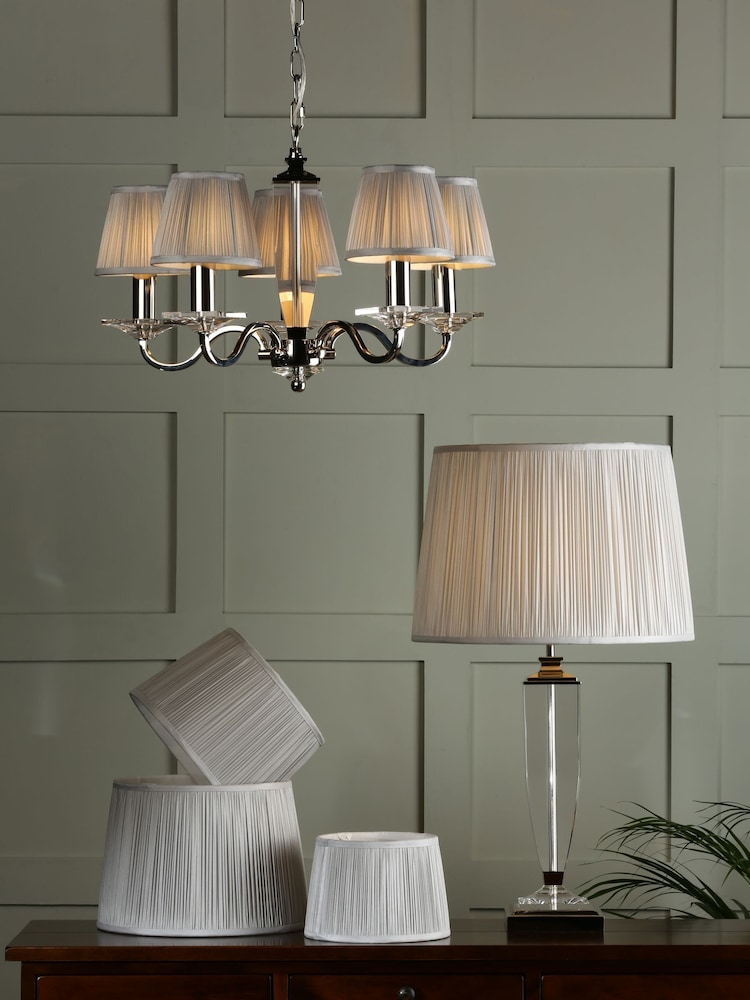 Laura Ashley Silver Hemsley Pleated Silk Empire Easyfit Lamp Shade - Image 1 of 10 Laura Ashley Silver Hemsley Pleated Silk Empire Easyfit Lamp Shade - Image 1 of 10