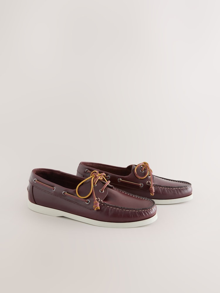 Tan Brown Leather Boat Shoes - Image 1 of 6 Tan Brown Leather Boat Shoes - Image 1 of 6