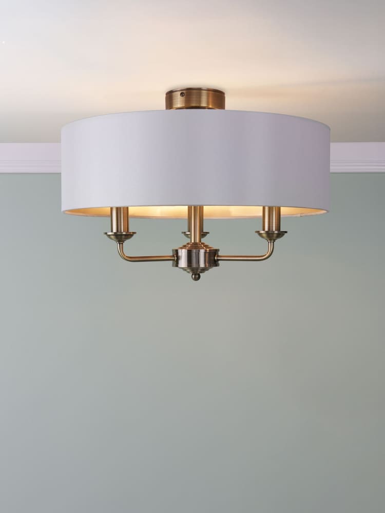 Laura Ashley Cream Sorrento Flush Fitting Ceiling Light - Image 1 of 6