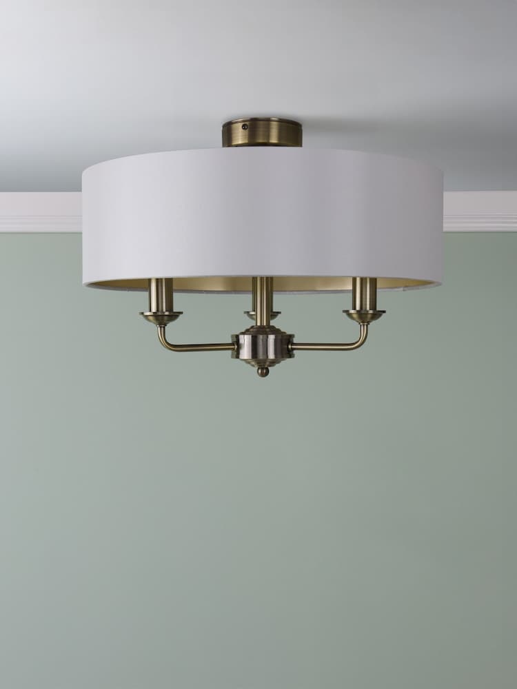 Laura Ashley Cream Sorrento Flush Fitting Ceiling Light - Image 2 of 6