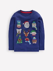 Boden Blue Superstitch Long Sleeve Christmas Top - Image 1 of 1