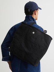 Reiss Black Navona Monogram-Patch Canvas Tote Bag - Image 1 of 6