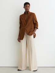 Reiss Cream/Black Jayce Petite Pinstripe Wide-Leg Trousers - Image 1 of 8